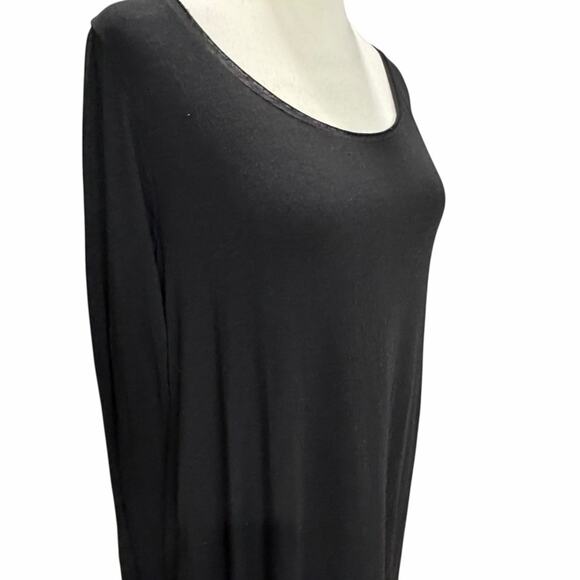 Transit Par Such T Shirt Dress M Black Modal Wool Stretch Asymmetric Lagenlook - Picture 4 of 16